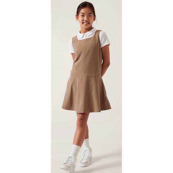 New Athleta Girl Size XXL 16 Robe School Day Dress Uniform Pockets Tan Lined - Picture 1 of 9
